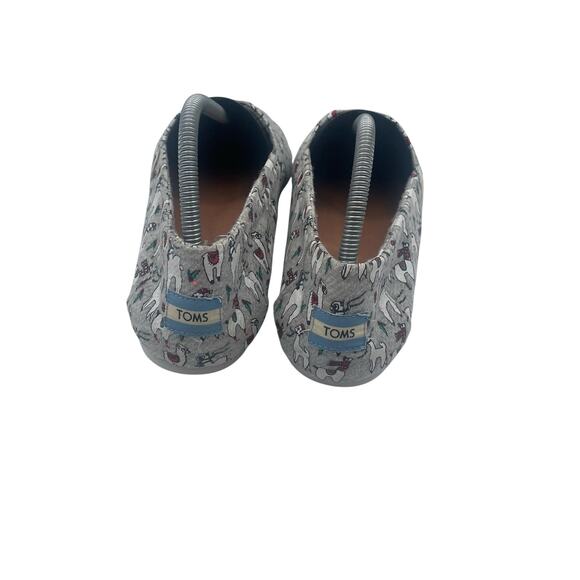 TOMS Venice Fleece Grey Fa La Llama Canvas Slip On Flats Shoes Loafers Womens 9 - Picture 7 of 9